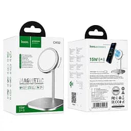 Заряджання бездротове металеве HOCO CW32 Happiness magnetic desktop wireless charger 15W біле - мініатюра 6