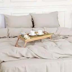 Комплект постільної білизни MirSon Natural Linen Jasmine льон полуторний бежево-сірий (2200008269036) - мініатюра 6