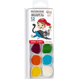 Набір акварельних фарб Cats with a Boy 12 кольорів б/пензлика Rosa Kids