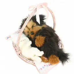 Мягкая игрушка Hansa Щенок и белый котенок в корзинке, 30 см (5599)