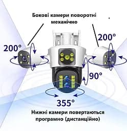 Вулична WiFi IPкамера  IPC61-8K  16Мп  біло-чорна 4 об'єктиви поворотні Зум 10-х