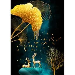 Алмазная мозаика Strateg ПРЕМИУМ Елени в ночном сиянии без подрамника размером 30х40 см (JSDF82142)