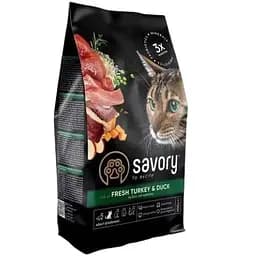 Сухой корм Savory для кошек гурманов со свежей индейкой и уткой 400 г
