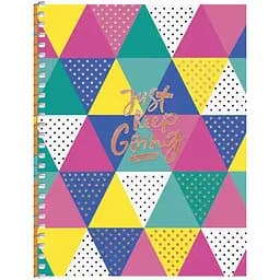 Блокнот для записей Student, В6, в клеточку, спираль, 80 л., Радужный принт треугольников (B6-SC-080-6108K)