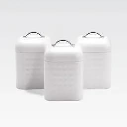 Набор металлических емкостей Maestro MR-1676-3S-WHITE для чая кофе и сахара Комплект из трех баночек 900мл