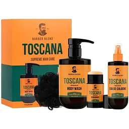 Подарочный набор для мужчин Barber Blend Toscana: гель для душа 500 мл + одеколон 150 мл + дезодорант 50 г + мочалка