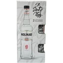Ликер Sambuca Molinari Extra 40% 0.7 л + 2 рюмки в подарочной упаковке