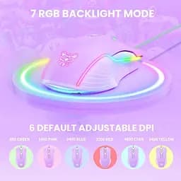 Комп'ютерна мишка Onikuma для ПК і ноутбука 6400 DPI RGB підсвітка 7 кнопок дротова Фіолетовий - мініатюра 5