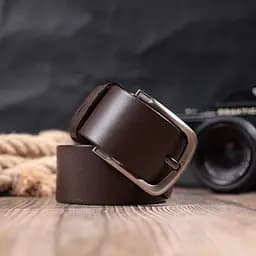 Стильний чоловічий ремінь із натуральної шкіри Vintage 20805 коричневий 115 см - мініатюра 9