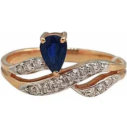 Золотое кольцо с бриллиантами и сапфиром. RS6194K 18