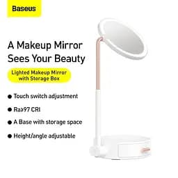 Зеркало Baseus Lighted Makeup Mirror with Storage Box 3 Level touch brightness (DGZM-02) - мініатюра 5