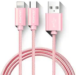 Кабель AWEI CL-984 2in1 cable 1m Rose Gold