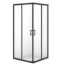 Душевая кабина Cersanit Brasco 90x90 см квадратная раздвижная прозрачное стекло без поддона black S168-008, прозрачный, черный