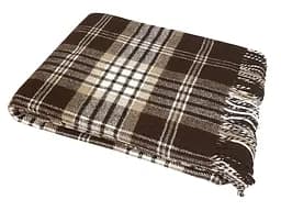 Плед вовняний Vladi Метро 200х220 шоколадно-бежево-білий (2020022)