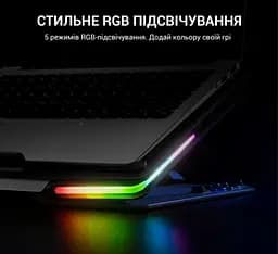 Охолоджувальна підставка для ноутбука GamePro GPCP-1540 RGB 2xUSB 3xfans до 17 дюймів - мініатюра 5