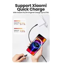 Кабель зарядний Ugreen Type-C 6A 100W Huawei Supercharge 2М Black Nylon, 50995 (US279) - мініатюра 4