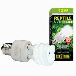 Лампа террариумная Exo Terra Reptile UVB100 для тропических рептилий, ультрафиолетовая, люминесцентная, 13 W, E27