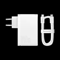 Мережевий зарядний пристрій Baseus GaN5 Pro 3 порти 1*USB + 2*Type-C 140 W (CCGP100202) білий - мініатюра 3