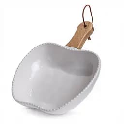 Тарілка порцелянова глибока з ручкою Яблуко 25×20×5 (см) блюдо сервірувальне з ручкою для подачі Білий Yiwu ZJH-15-6