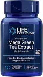 Натуральная добавка Life Extension Mega Green Tea Extract Decaffeinated, 100 вегакапсул