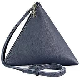 Шкіряна жіноча сумка-косметичка Піраміда синя