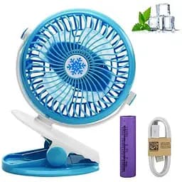 Аккумуляторный настольный вентилятор Moltis Mini Fan WX 6503 на прищепке 1000mAh Ветродуйка 5Вт 4 Голубой