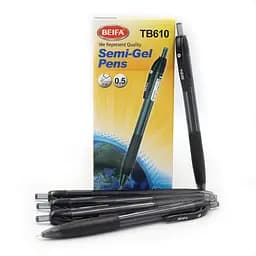 Ручка автоматична масляна Beifa, 0.5 мм, чорна, 12 шт.