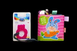 Мʼяка книжка з брязкальцем Книжковий хмарочос "Зайчик"