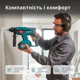 Konner & Sohnen Набір із трьох акумуляторних інструментів KS RHAGD 20V SET 3 20В дриль, шліфувальна машина кутова, перфоратор, швидкий ЗП 4.5А акб 2х4А·рік сумка 7.5кг - мініатюра 7