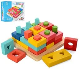 Деревянная игрушка Геометрика сортер-вкладыш, геометрические фигуры, 16x16x7 см