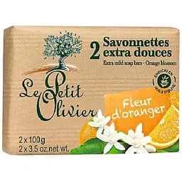 Мыло экстранежное Le Petit Olivier 100% vegetal oils soap цветы апельсина 2х100 г (3549620005035)