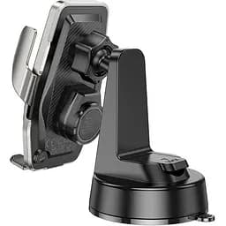 Тримач з бездротовою зарядкою HOCO HW27 Traveler infrared RGB wireless car holder (center console) 15W - мініатюра 3