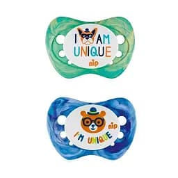 Пустушка Nip Я унікум № 2, силіконова, 5-18 міс., 2 шт., зелений з синім (31313)
