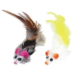 Игрушка для котов CattyMan Feather Mouse с натуральными перьями реалистичный дизайн 10 см