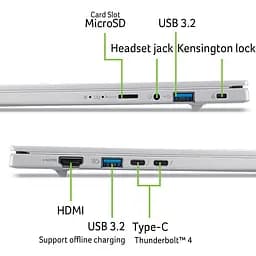 Ноутбук ACER Aspire 14 AI A14-53M-77M3, Intel Core Ultra 7 256V до 4.8GHz, 14" WUXGA, 16GB, SSD 512TB, Intel Arc 140V GPU, Windows 11 Home - мініатюра 10