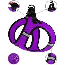 Шлея для собак Bronzedog Mesh Vest, розмір 2XS, 26х29 см, фіолетова - мініатюра 3