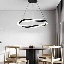 Люстра с черным кольцом и оплетенным неоном Ø 60 см | Ст. JU 25-600 BK | Line F