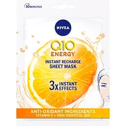 Тканинна маска для обличчя Nivea Q10 Energy з вітаміном C 1 шт.