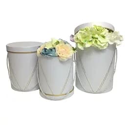 Набор подарочных коробок UFO Grey, круглая высокая, W9320, 3 шт. (W9320 Набор 3 шт GREY круг. высо)