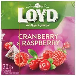 Чай фруктовий Loyd Cranberry&Raspberry Журавлина та малина 40 г (20 шт. х 2 г)