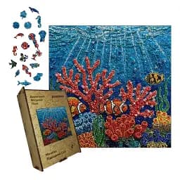 Дерев'яний фігурний пазл Підводний Світ, А1, Дерев'яна коробка 500+ елементів