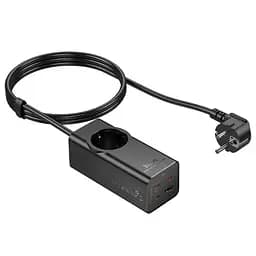 Мережевий подовжувач Hoco NS9 Wisdom 1-position(PD67W/3C1A) desktop socket(EU/GER) Чорний - мініатюра 3