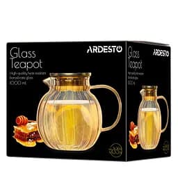 Заварник Ardesto Golden Moon 1 л боросилікатне скло бамбук золотистий - мініатюра 6
