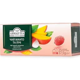 Чай чорний байховий Ahmad Tea Манго та лічі дрібний з ароматом манго та лічі 25х1.5 г