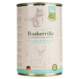 Влажный корм для кошек Baskerville Holistic Wild und Kaninchen оленина с кроликом и кошачьей мятой 400 г