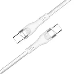 Кабель Type-C - Type-C, 1 м, білий, ColorWay, 240 Вт, 5A, Braided Nylon (CW-CBPDCC065-WT)