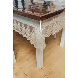 Силиконовая скатерть с бежевым кружевом Петек 15 см 290х190 см