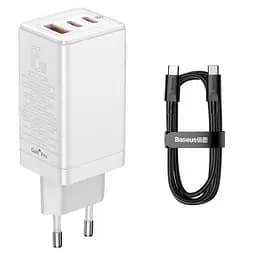 Зарядное устройство Baseus 65W GaN3 Pro + кабель 100W USB Type C white CCGP050102