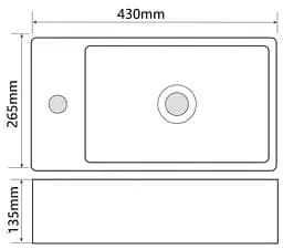 Умивальник підвісний Mixxus Premium Quadro-1201-R 430x265x135 мм з отвором під змішувач та перелив MP6504, Білий - мініатюра 3