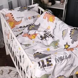 Підковдра MirSon Бязь 17-0698 Smoky Dinosaurs 143х210 біла (2200010459609) - мініатюра 2